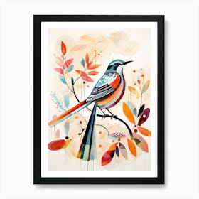 Bird Painting Collage Mockingbird 2 Art Print