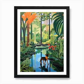 Painting Of A Dog In Royal Botanic Garden, Melbourne In The Style Of Matisse 01 Art Print