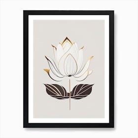 Lotus Flower In Garden Retro Minimal 7 Art Print