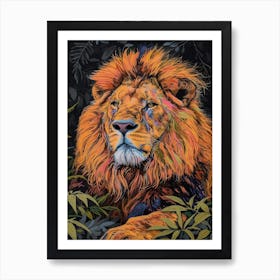 Masai Lion Lion In Different Seasons Fauvist Painting 1 Art Print