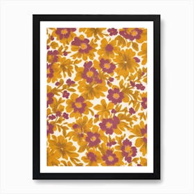 Goldenrod Floral Print Retro Pattern 2 Flower Art Print