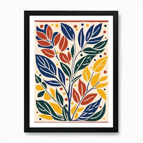 Colorful Flowers Retro Art Print