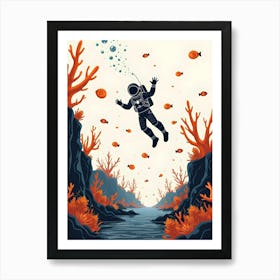 Scuba Diver Underwater Art Print