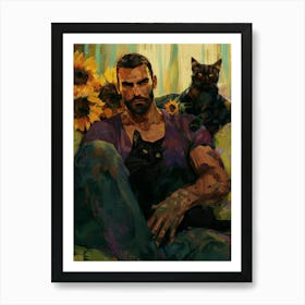 Man With A Cat Art Print