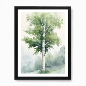 Birch Tree Atmospheric Watercolour Painting 4 Art Print