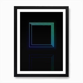 Neon Blue and Green Abstract Geometric Glyph on Black n.0346 Art Print