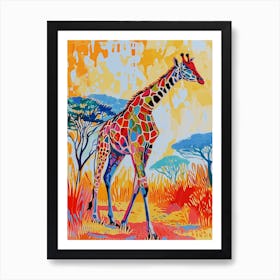 Geometric Watercolour Style Giraffe 3 Art Print