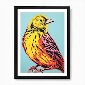 Andy Warhol Style Bird Yellowhammer 4 Art Print