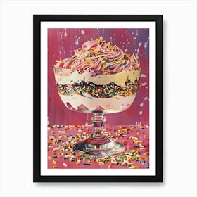 Rainbow Layered Jelly Trifle Retro Collage 4 Art Print