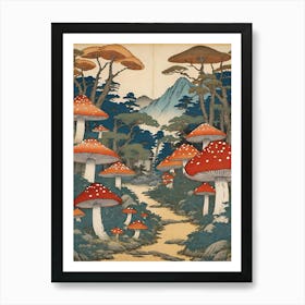 Mushrooms In The Forest Art Print