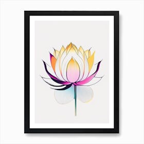 Lotus Flower, Buddhist Symbol Abstract Line Drawing 4 Art Print