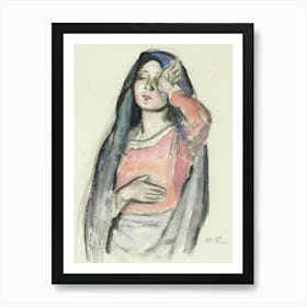 Mary, Sketch For The Stained Glass Window Ave Maria In Pori Church, By Magnus Enckell Art Print