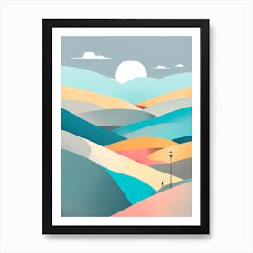 A Minimalistic Vector Art Illustrate A Simple Path Splitting Into Twoone Leading To Vibrant Happy 948891455 Art Print