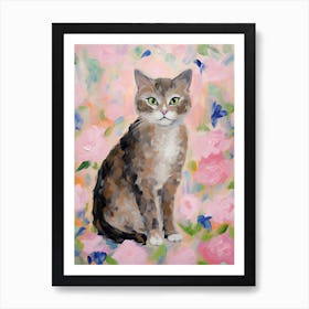 A Scottish Fold Blue Cat Painting, Impressionist Painting 6 Art Print