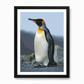 Emperor Penguin Gold Harbour Minimalist Illustration Illustration 4 Art Print