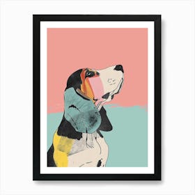 Basset Hound Dog Pastel Line Painting 2 Art Print