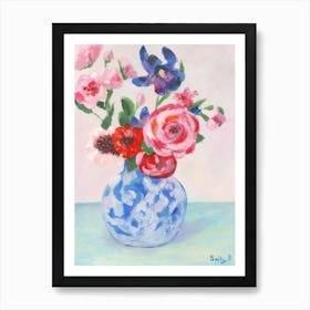 Chinoiserie Roses And Iris Art Print