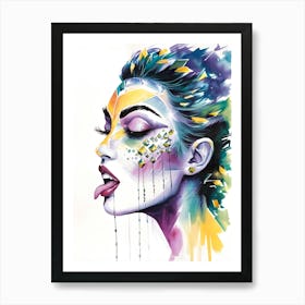 Girl With Colorful Makeup Art Print