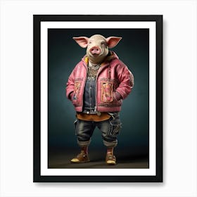 Pig In Pink Jacket 2 Art Print