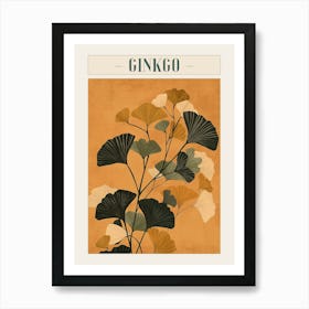 Ginkgo Tree Minimal Japandi Illustration 4 Poster Art Print