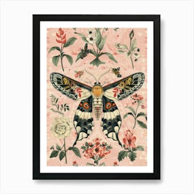 Pink Butterflies William Morris Style 5 Poster