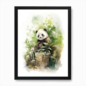 Panda Art Sculpting Watercolour 3 Art Print