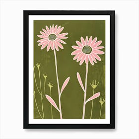 Pink & Green Daisy 1 Art Print