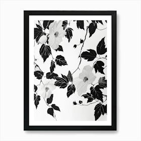 Great Japan Hokusai Black And White Flowers 22 Art Print