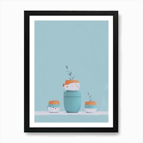 Kawaii Pots Art Print