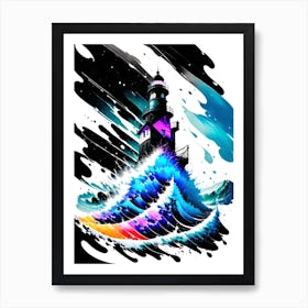 Lighthouse In The Ocean 2 Art Print