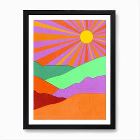 Retro Colorful Sunset Art Print