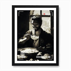 Chinese Man Eating Noodles Art Print