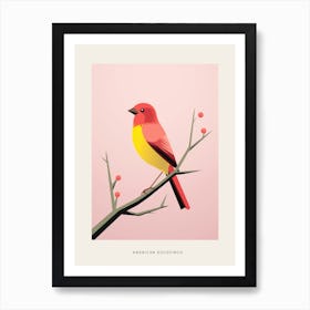 Minimalist American Goldfinch 1 Bird Poster Art Print