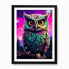 Owl In The Night Sky Art Print