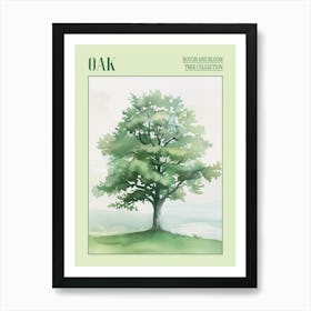 Oak Tree Atmospheric Watercolour Painting 1 Poster Art Print