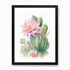 Easter Cactus Pastel Watercolour 1 Art Print