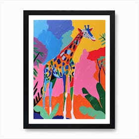 Colourful Giraffe Lead Pattern Painting 2 Art Print