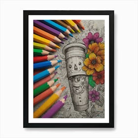 Coffee Cup Coloring Page Art Print