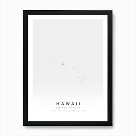 Hawaii United States White Map Art Print