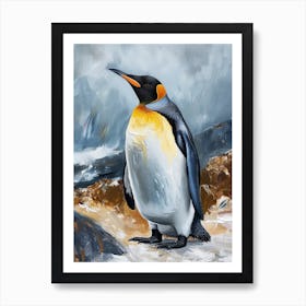 King Penguin Half Moon Island Colour Block Painting 2 Art Print