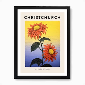 Christchurch New Zealand Botanical Flower Market Poster Poster