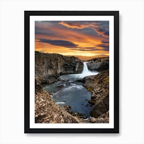 Evening light at the waterfall Art Print