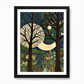 Moonlight In The Woods William Morris Art Print