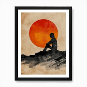 Man Sitting On A Rock Art Print