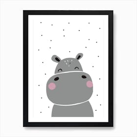 Hippo Cartoon For Kids Art Print