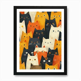 Repeatable Artwork With Cute Cat Faces 5 Art Print