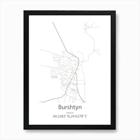 Burshtyn,Ukraine Minimalist Map Art Print