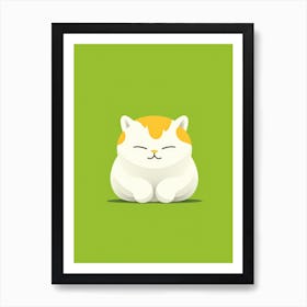 Cat Sitting On Green Background Art Print