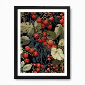 William Morris Style Christmas Botanical 2 Art Print