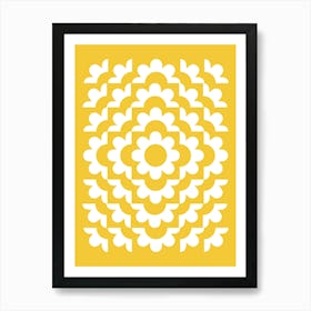 Midcentury Modern Abstract Geometric Flower Pattern Floral in Mustard Yellow Gold 1 Art Print